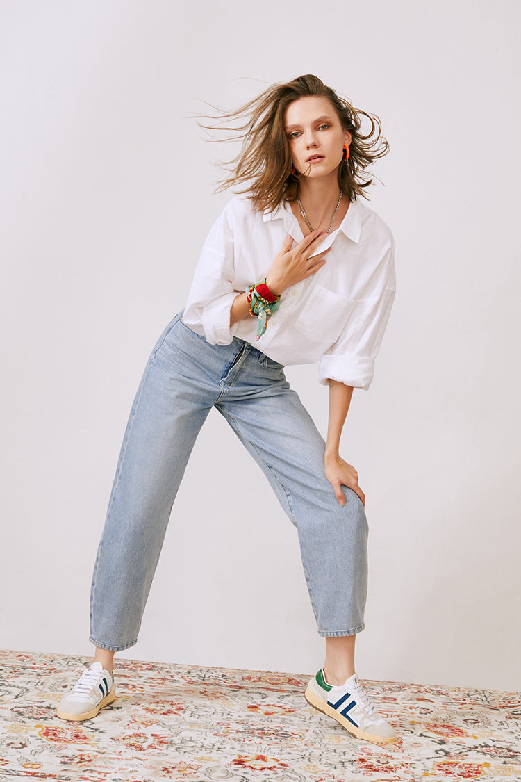 High Rise Light Fading Barrel Jeans Queens Of Noise