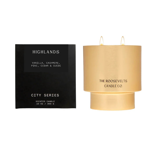 Highlands NC Vanilla Cedar Pine Candle The Roosevelts Candle Co.