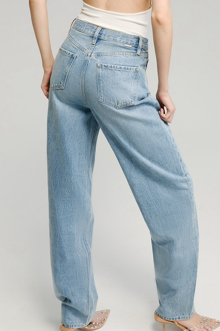 Moon Curve Mid-weight High-rise Wide Leg Jeans HJ031