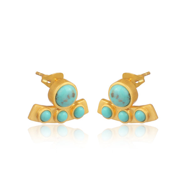 Turquoise Curved Bar Stud Earrings