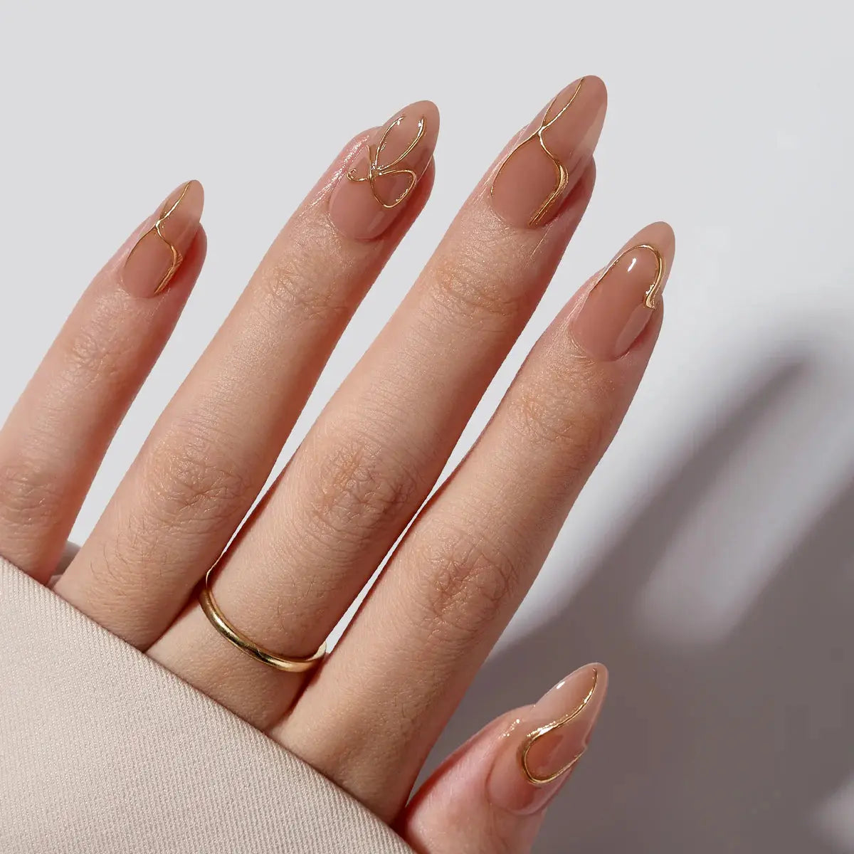 Radiant Gold Almond Nails - Press On Nails