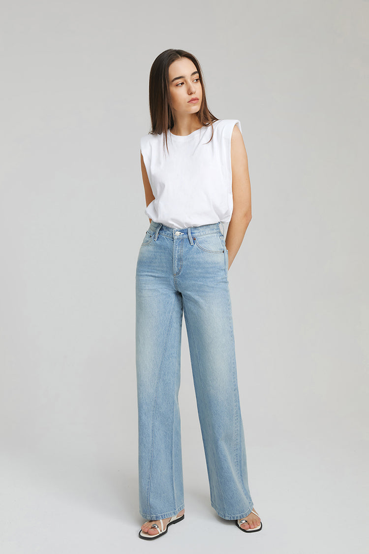 High Rise Baggy Jeans Wide Leg Full Length Angeles