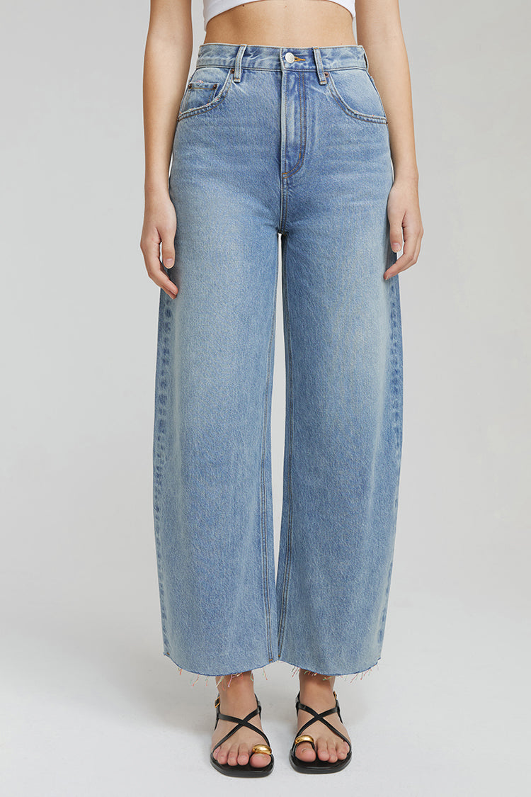 Moon Curve Raw Hem Wide-Leg Crop Jeans Hey Joanie