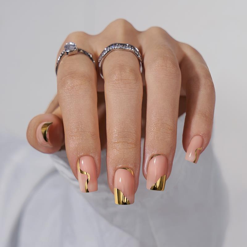 Golden Hour Square Long Lasting Press On Nails