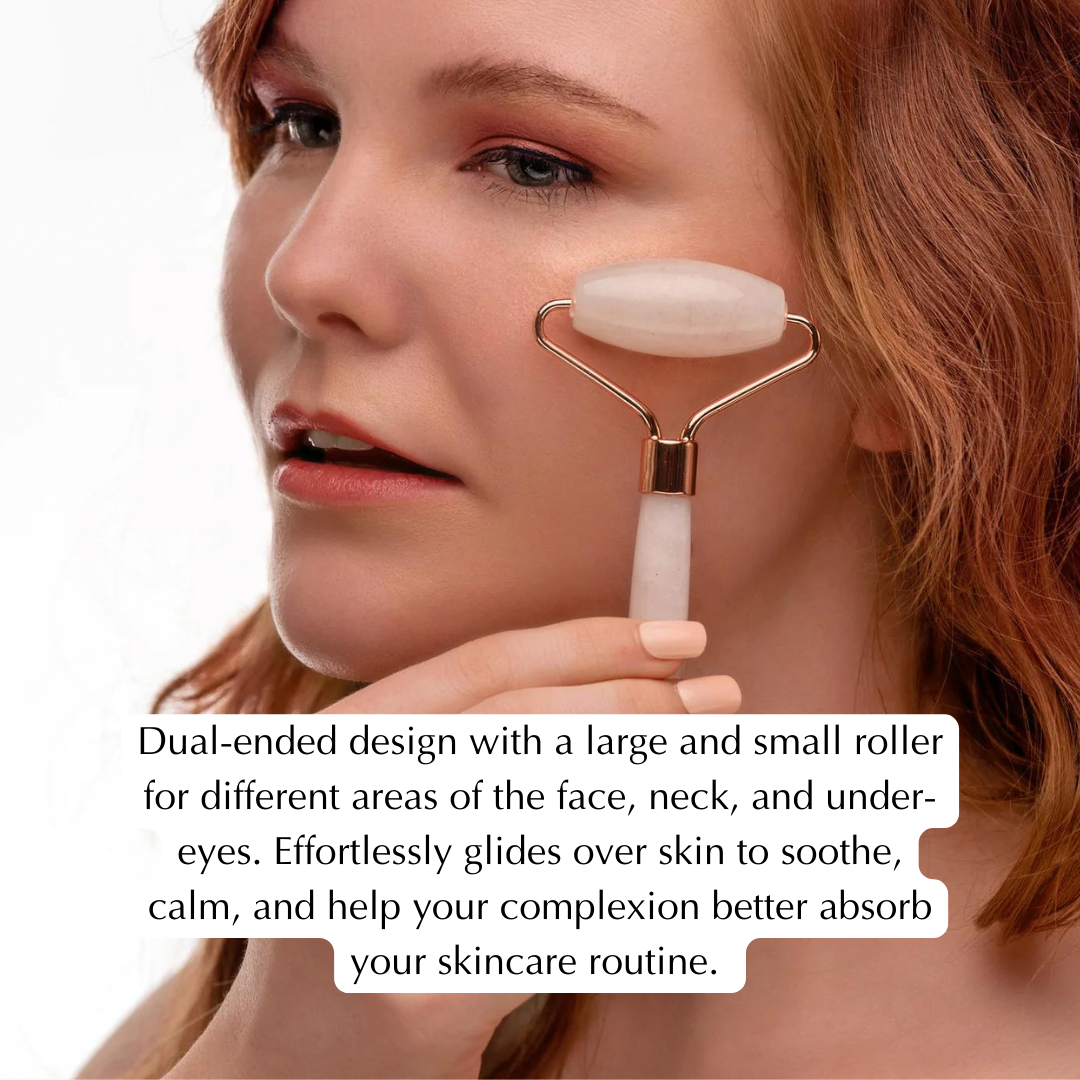 Rose Quartz Massage Roller Skin Tightening Facial Roller Genuine