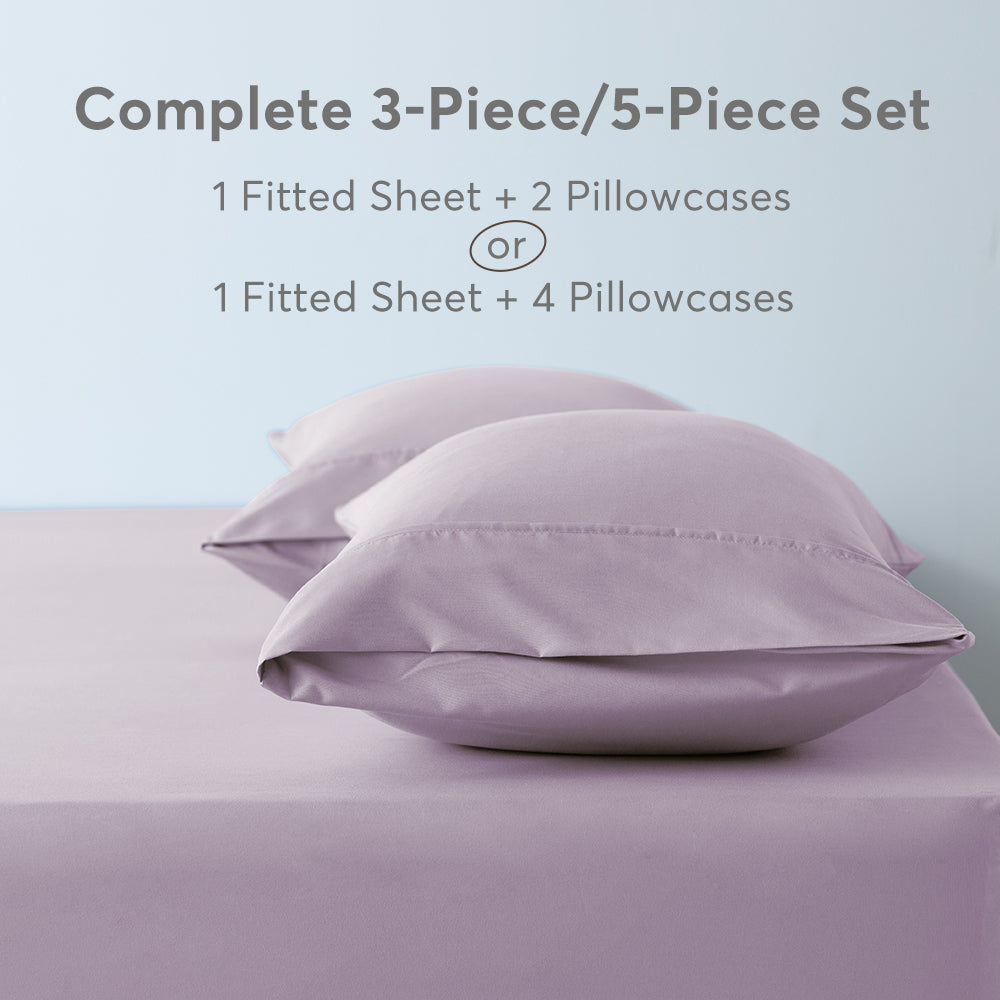 All Season Deep Pocket Fitted Sheet Set with Pillowcases Kasentex