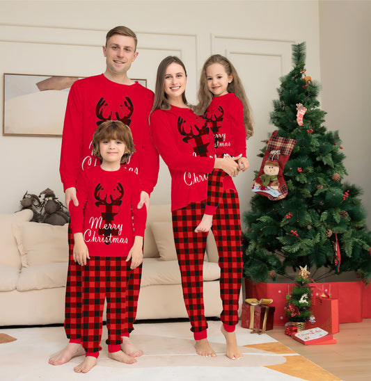 Christmas Family Matching Pajamas Set Elk Top Pants Set Pajamas