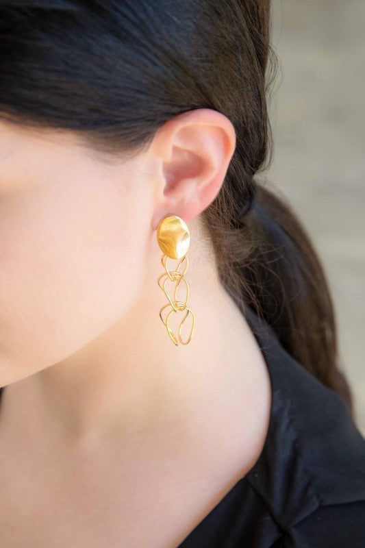 Gold Chain Dangle Earrings 14K Plated Get Jiggy