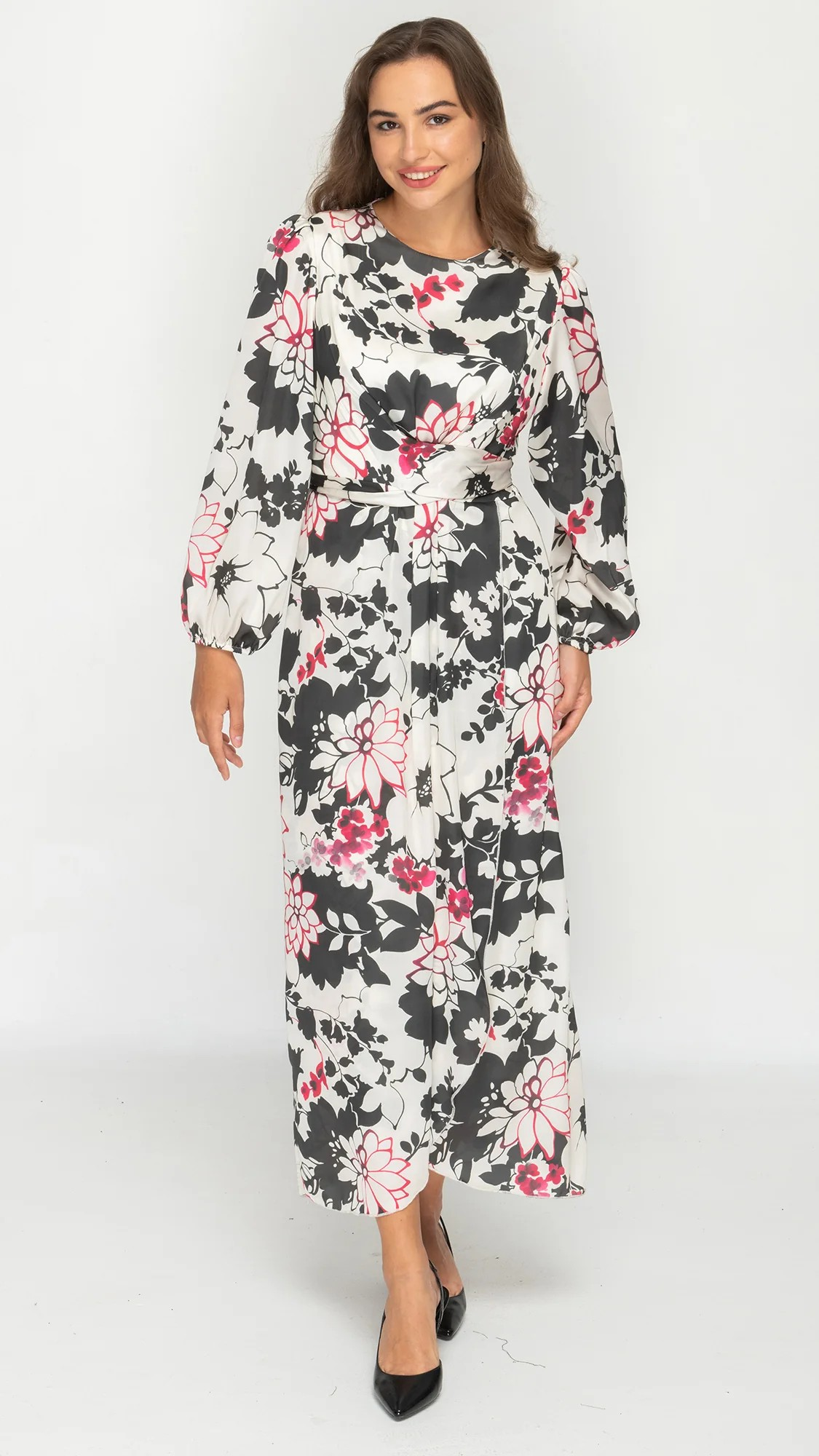Satin Lightweight Wrap Dress with Front Tie