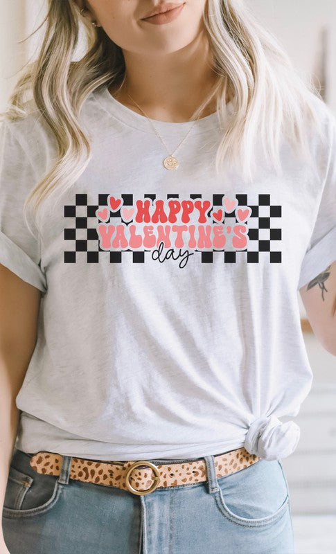 Happy Valentines Day Checker PLUS SIZE Graphic Tee