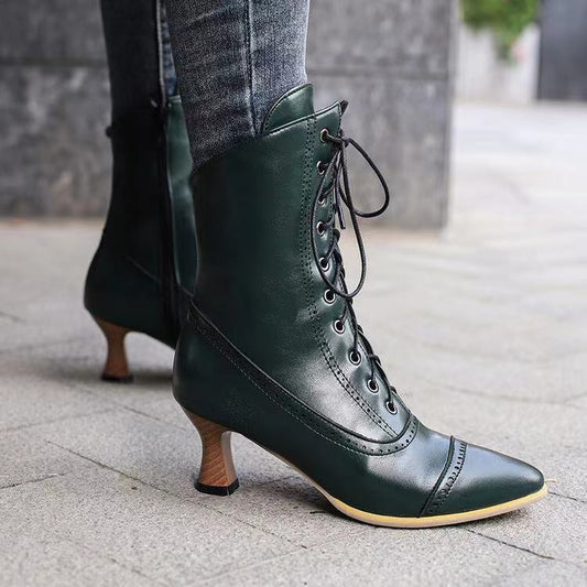 Women’s High Heel Wine Glass Martin Boots British Style Motorcycle Fashion