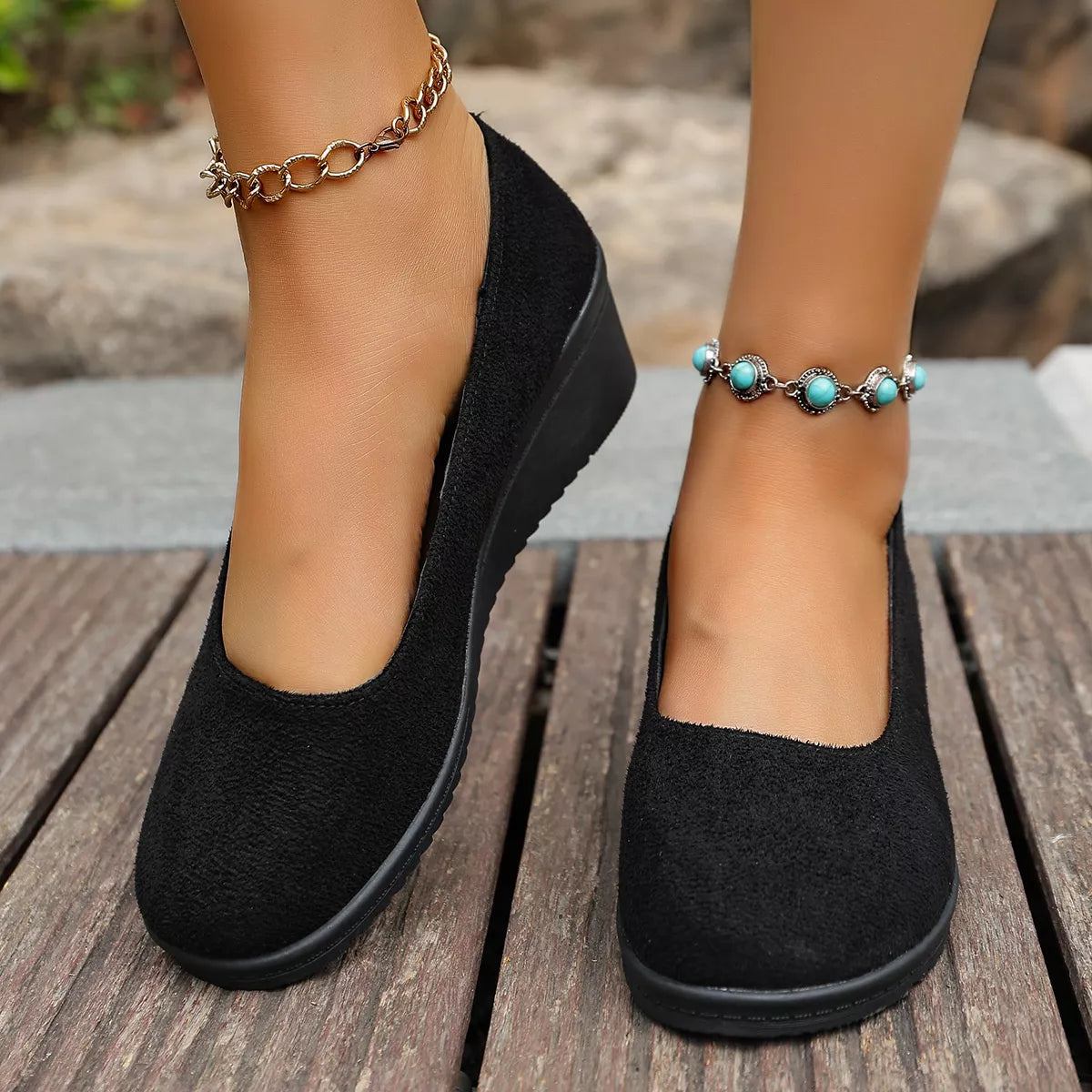 Wedge Heel Slip-On Loafers Wedge Heel Loafers