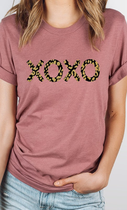 Metallic Gold Leopard Print XOXO Graphic Tee