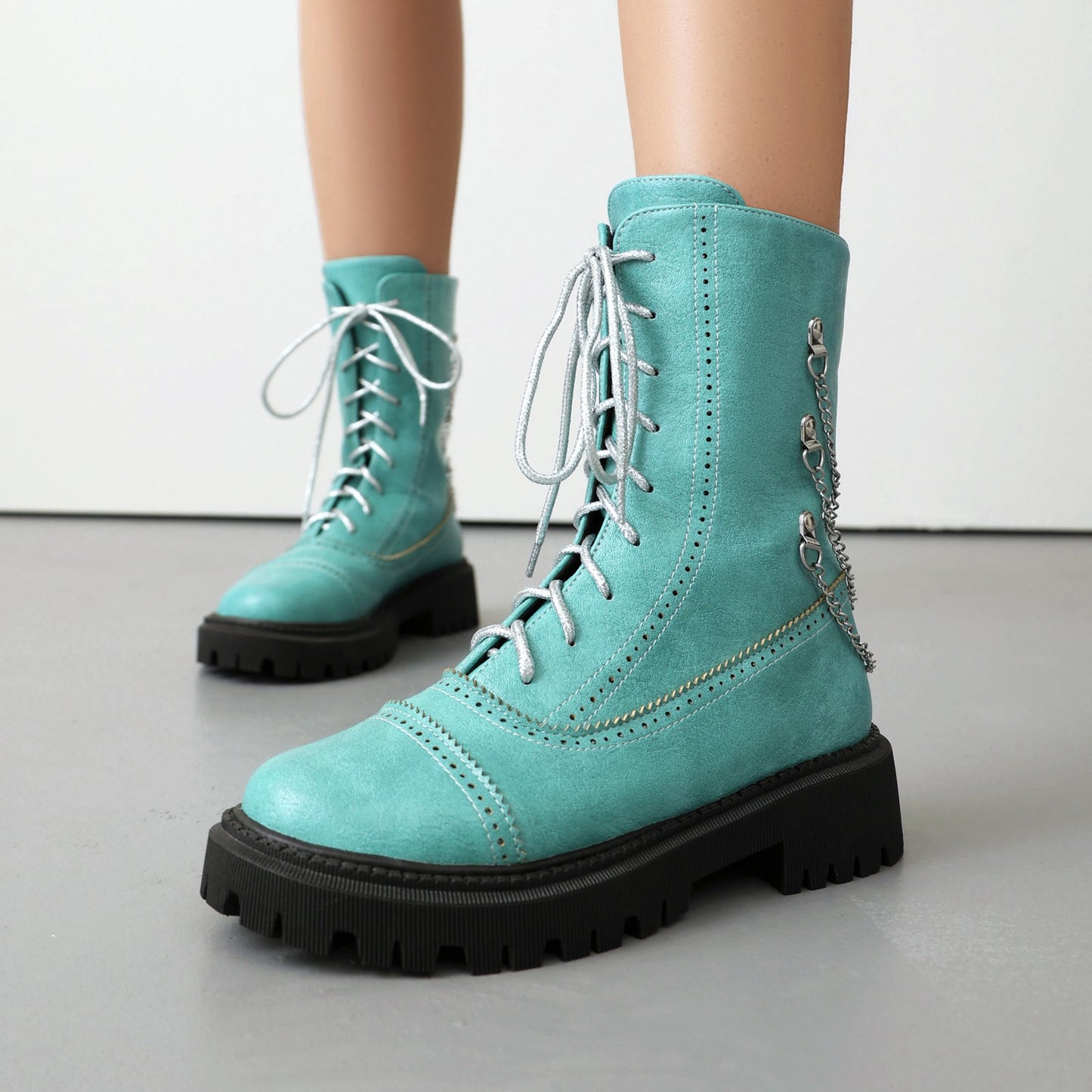 Women’s Chunky Heel Mid-Calf Dr. Style Boots Large Size Fall & Winter Boot