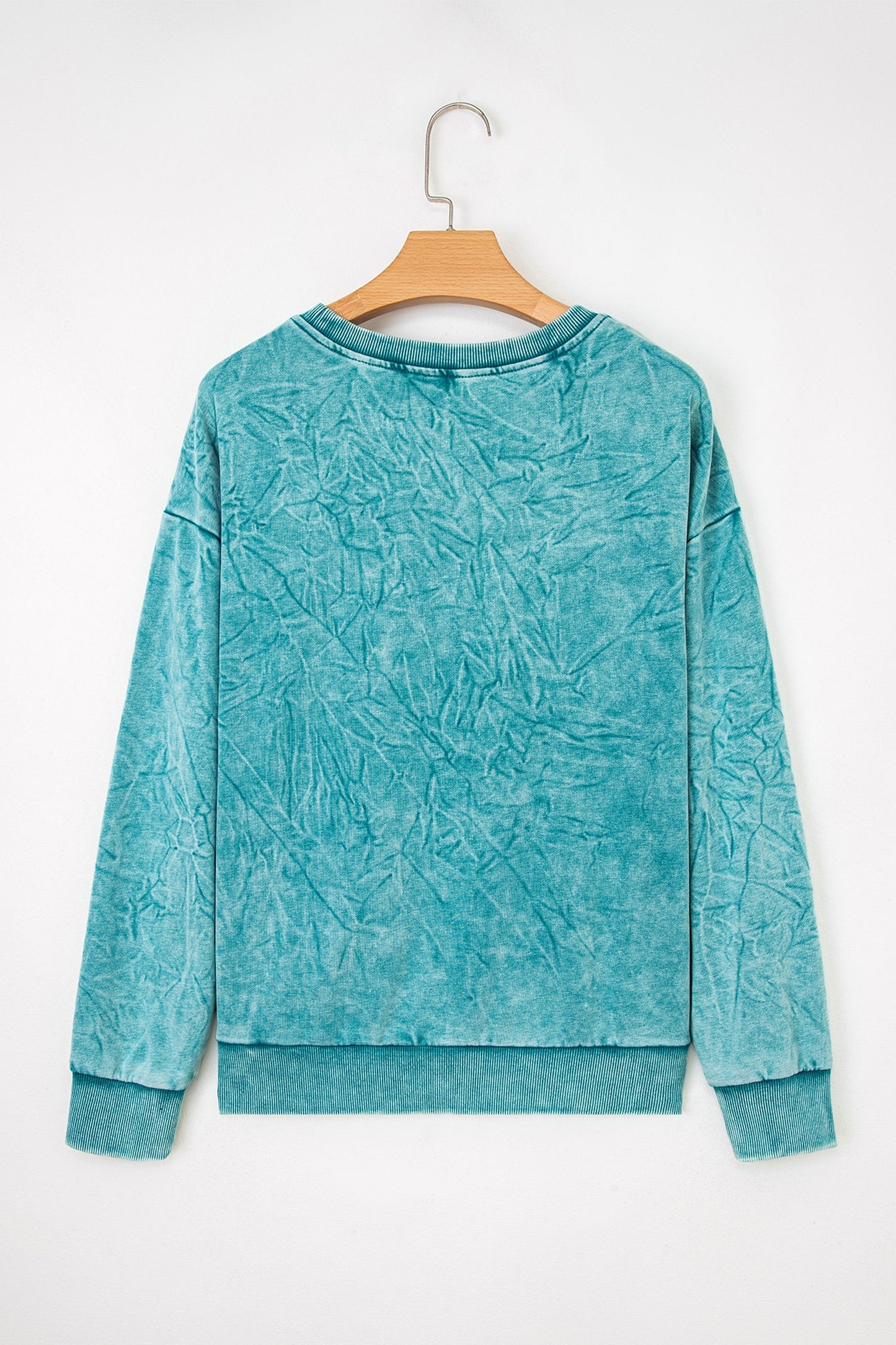 High-rise Mineral Wash Loose Sweatshirt Letter Embroidery