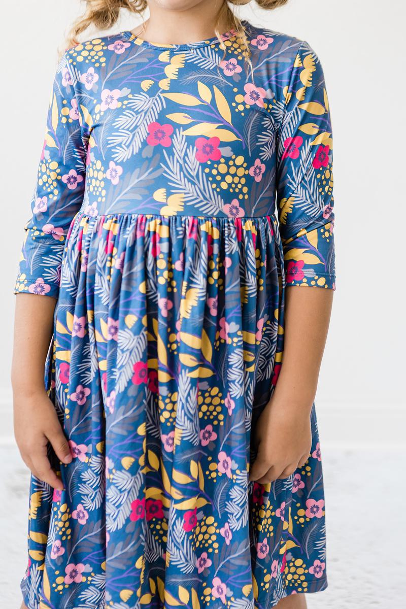 Flora 3/4 Sleeve Pocket Twirl Dress Mila & Rose
