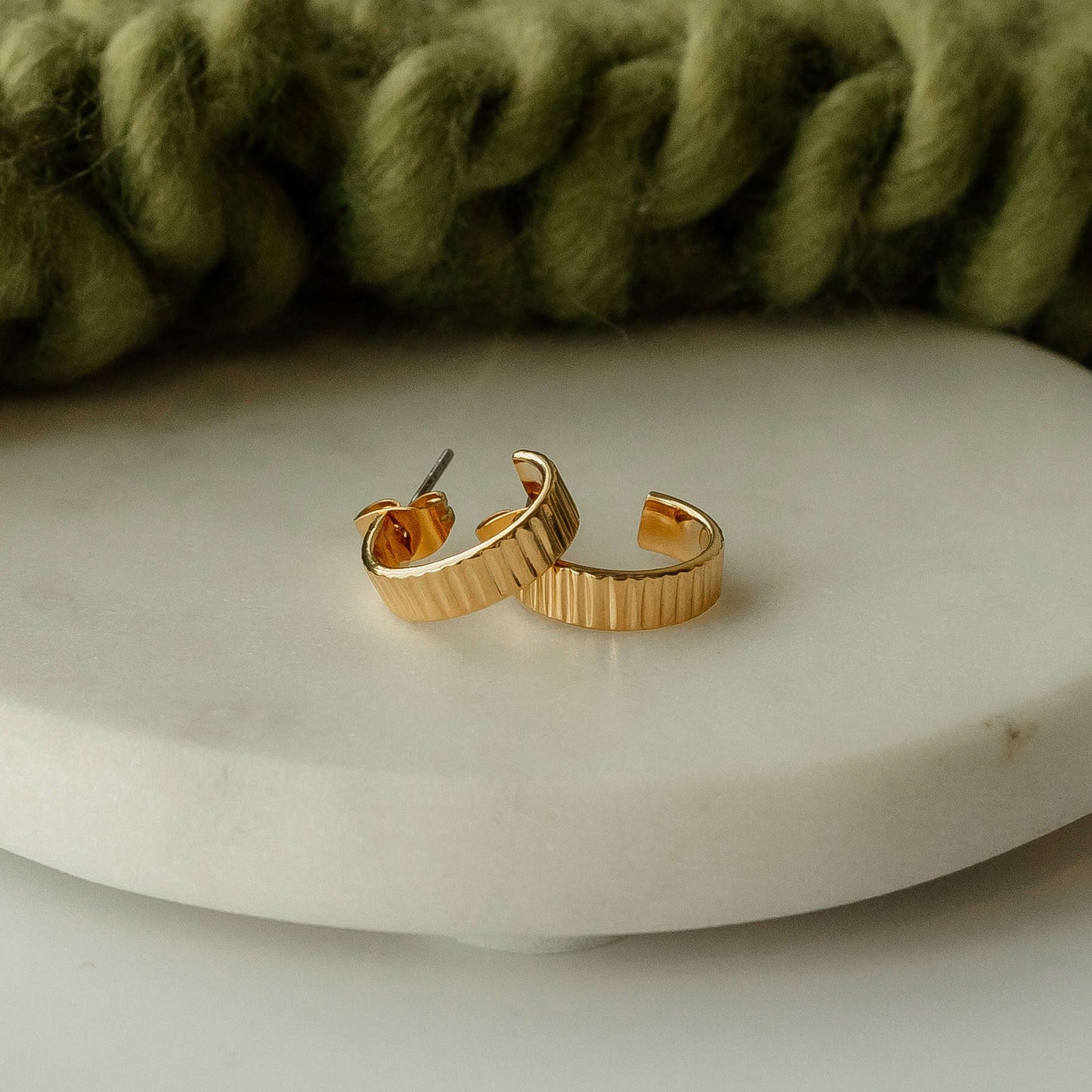 24k Gold Hoop Earrings Artisan Handmade Makena