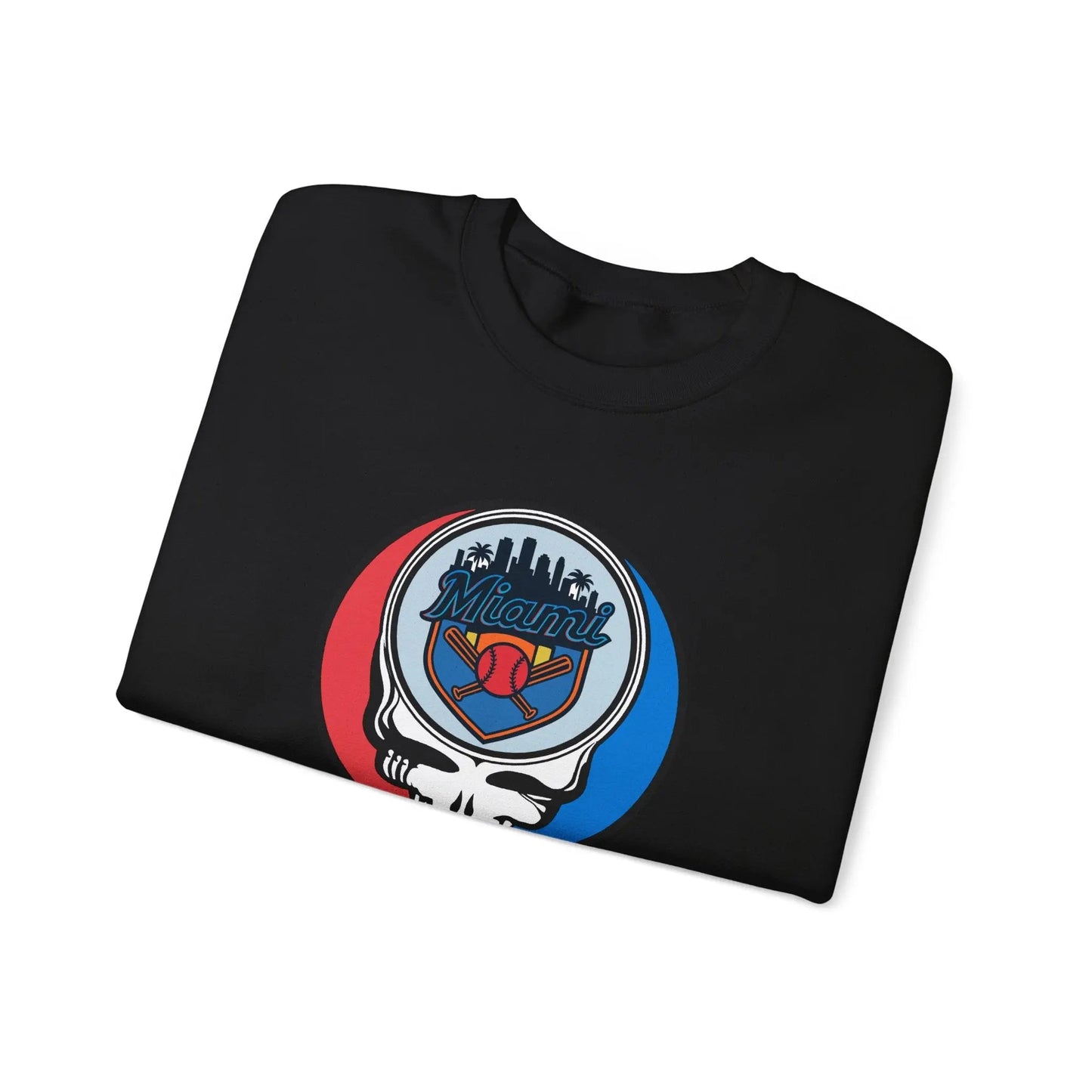 Grateful Dead Stealie Crewneck Sweatshirt Heavy Blend Miami Baseball Edition MLB