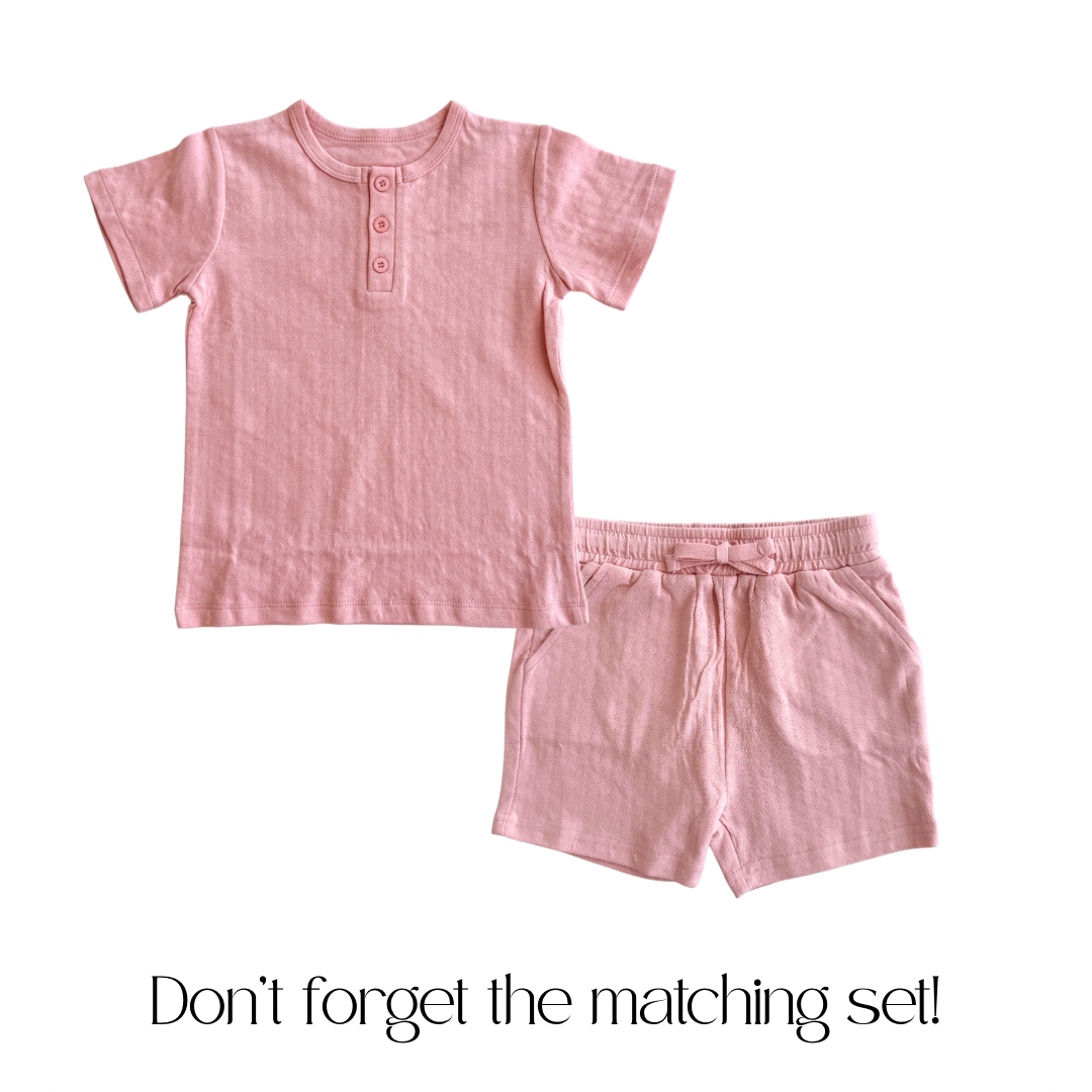 Organic Cotton Pointelle Tee - Pink