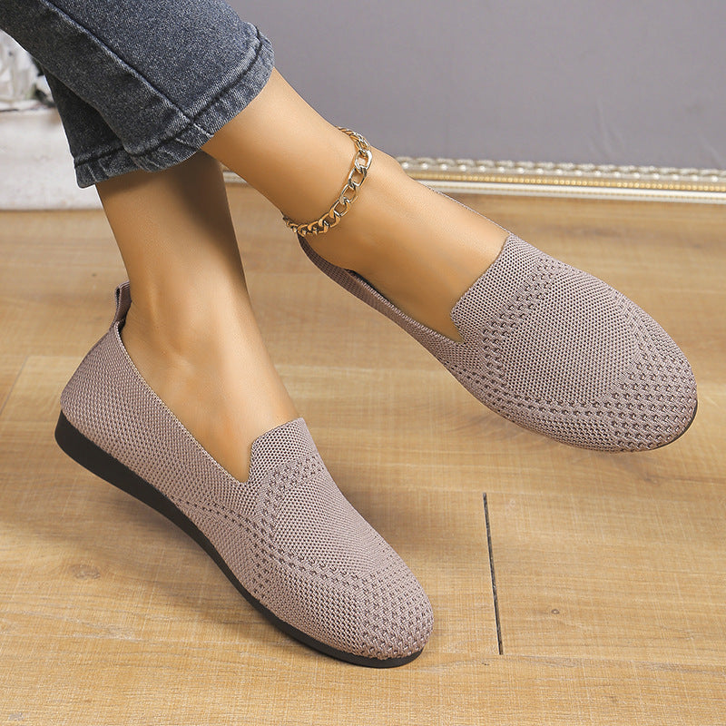 Flying Woven Breathable Slip-On Flats Work Shoes European American Style
