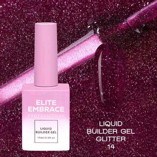 Liquid Builder Gel Glitter 14 15ml Professional Nail Extension ELITE EMBRACE