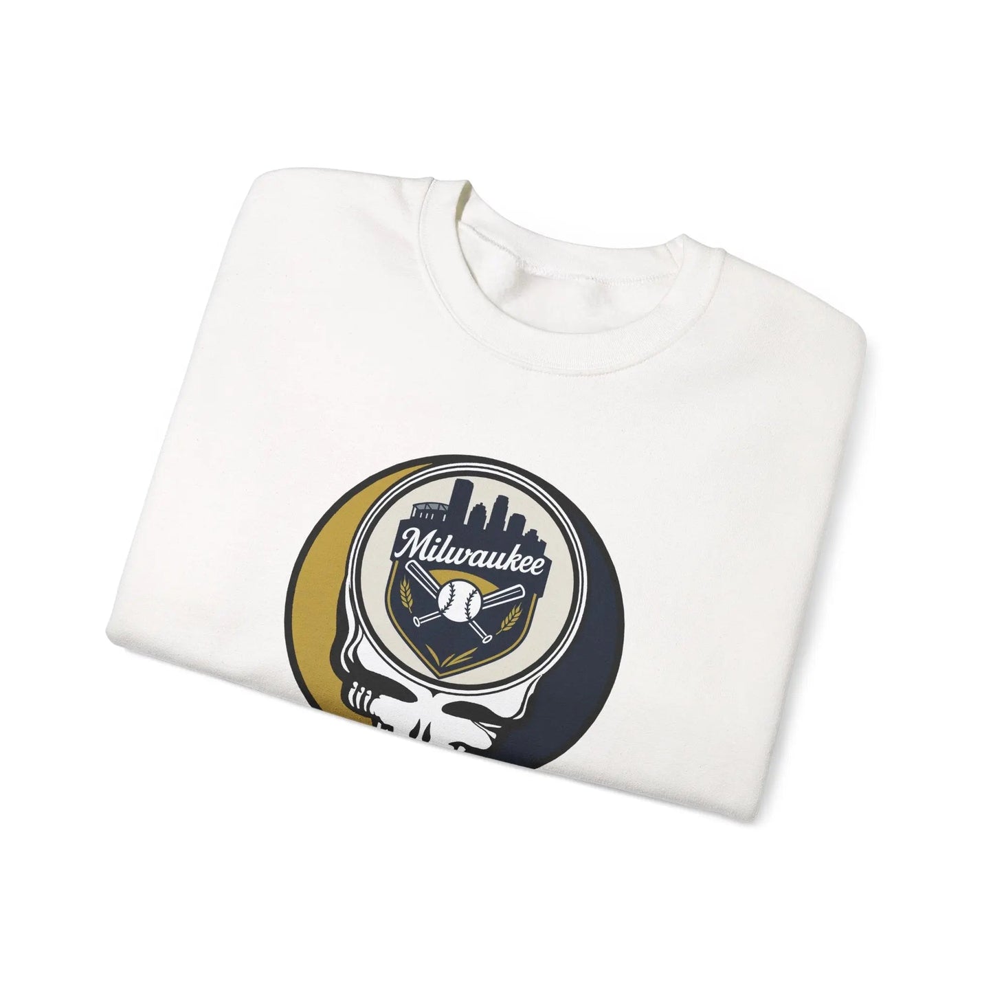 Grateful Dead Stealie Heavy Blend Crewneck Sweatshirt Milwaukee Baseball Edition MLB