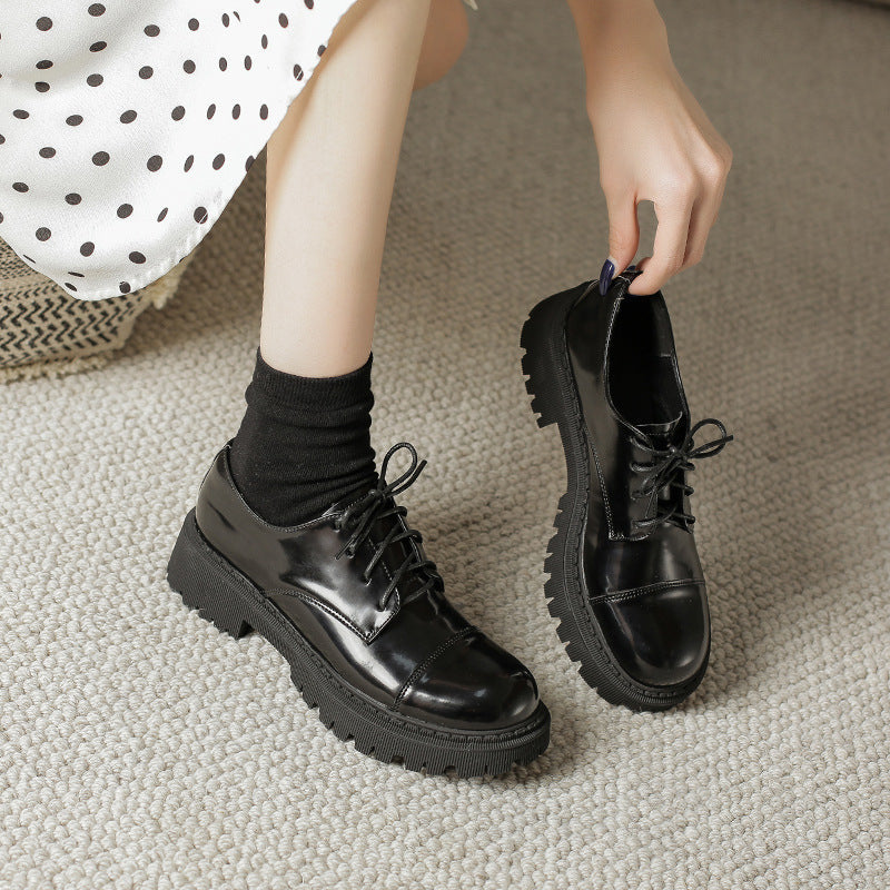 Solid-Color Retro Slip-On Platform Shoes Women’s Platform Shoes