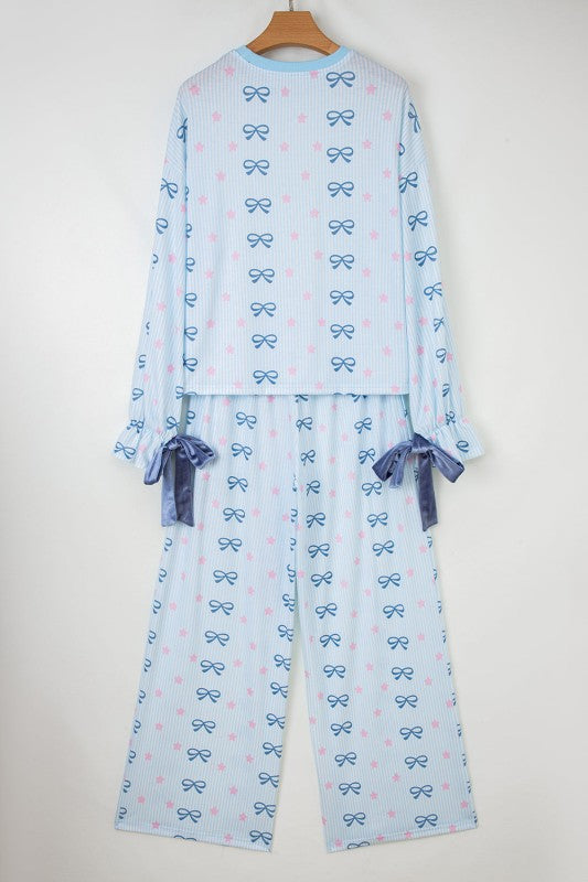 Stripe Bow and Star Lounge Set Soft 2-Piece Lounge Set