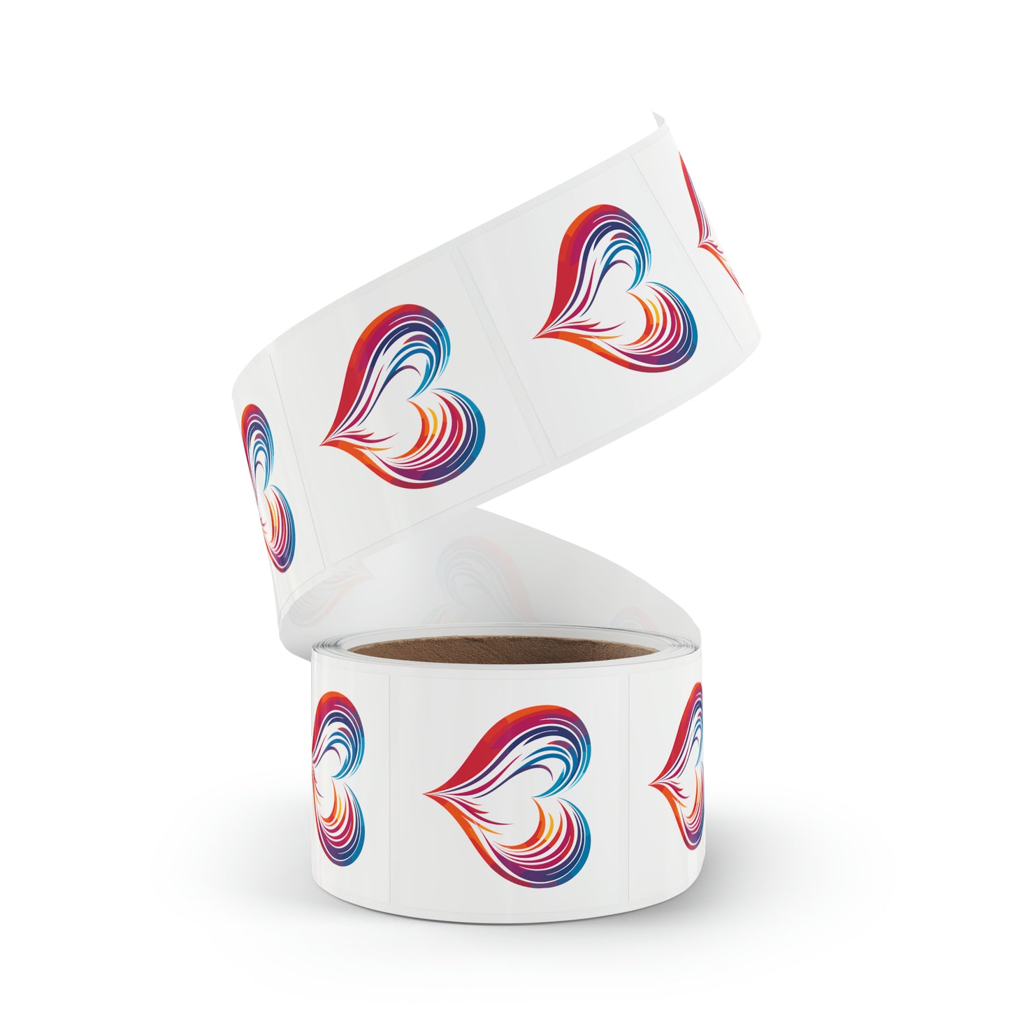 Valentine's day multi color heart shape Square Sticker Label Rolls