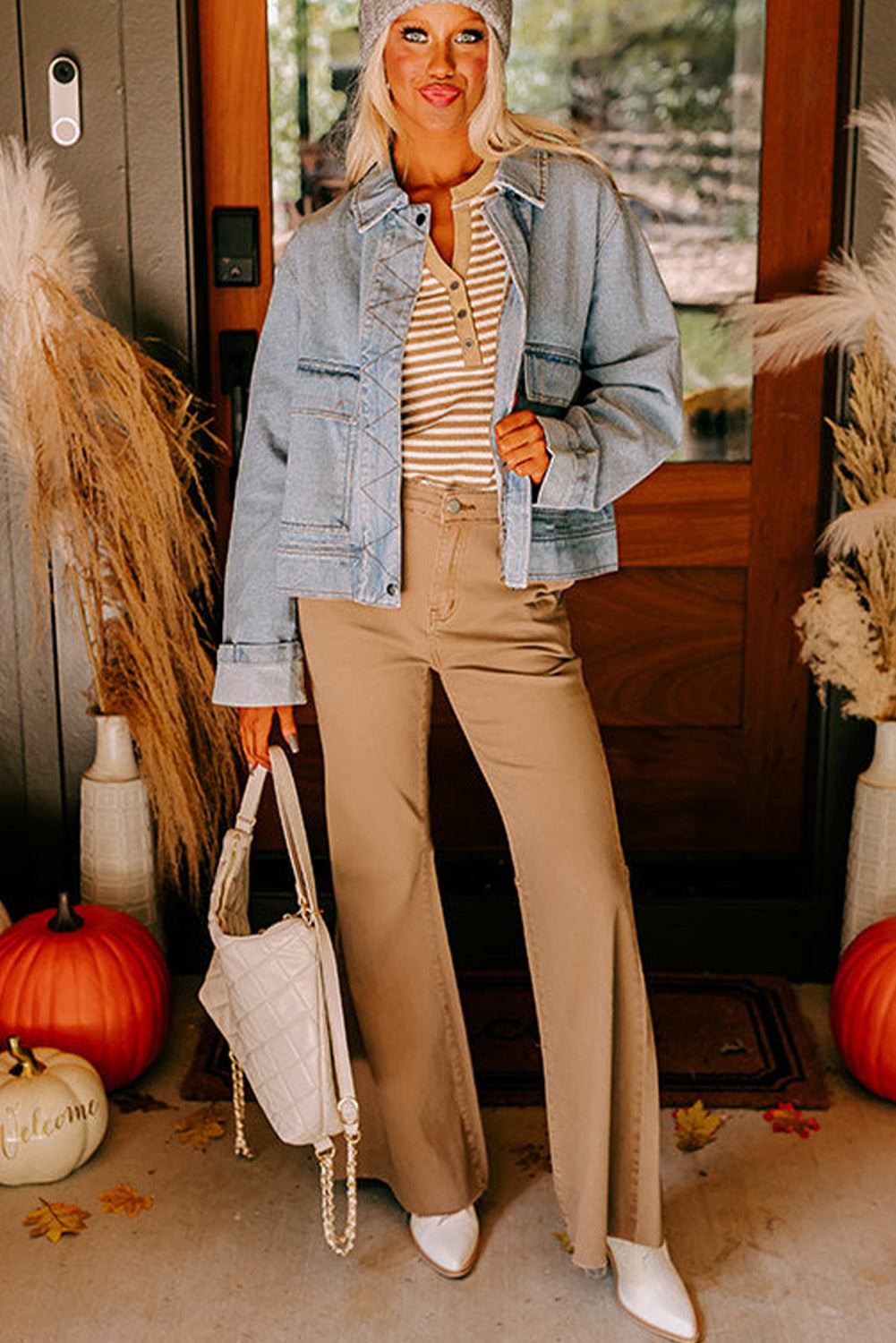 Washed Denim Zip Up Street Style Jacket Beau Blue