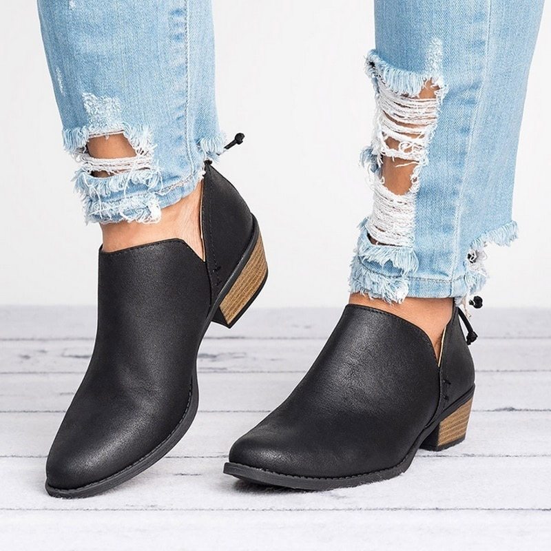 Autumn Retro High Heel Ankle Boots Women Shoes
