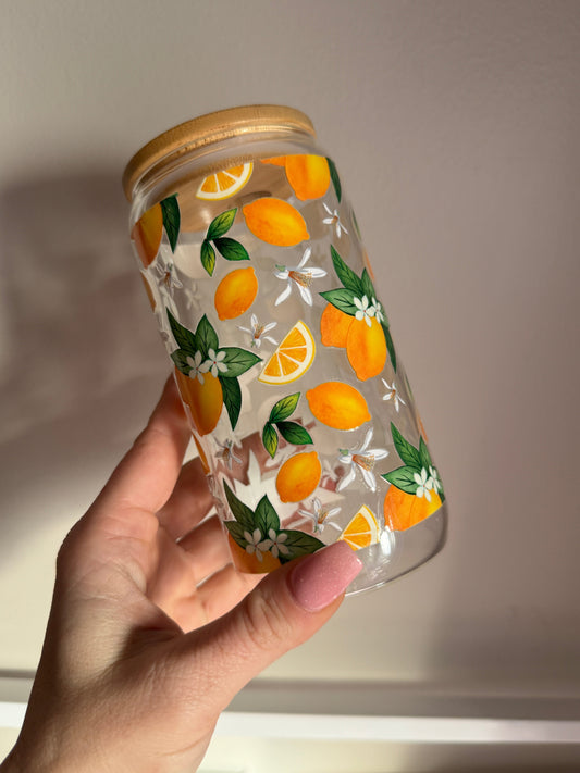 Fresh Lemon Blossom 16oz Glass Cup