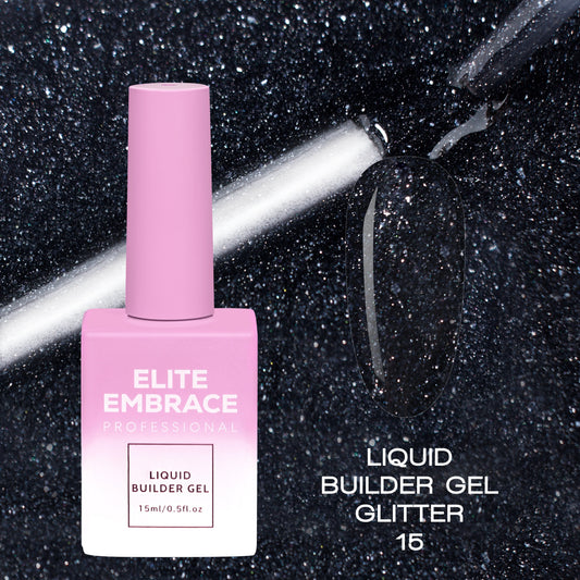 Liquid Builder Gel Glitter 15ml Professional Nail Extension ELITE EMBRACE