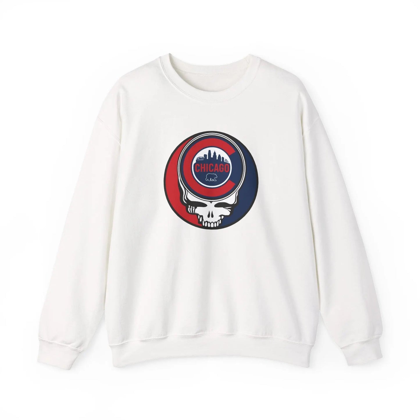 Grateful Dead Stealie Crewneck Sweatshirt Medium-Heavy Blend Chicago Baseball Edition MLB