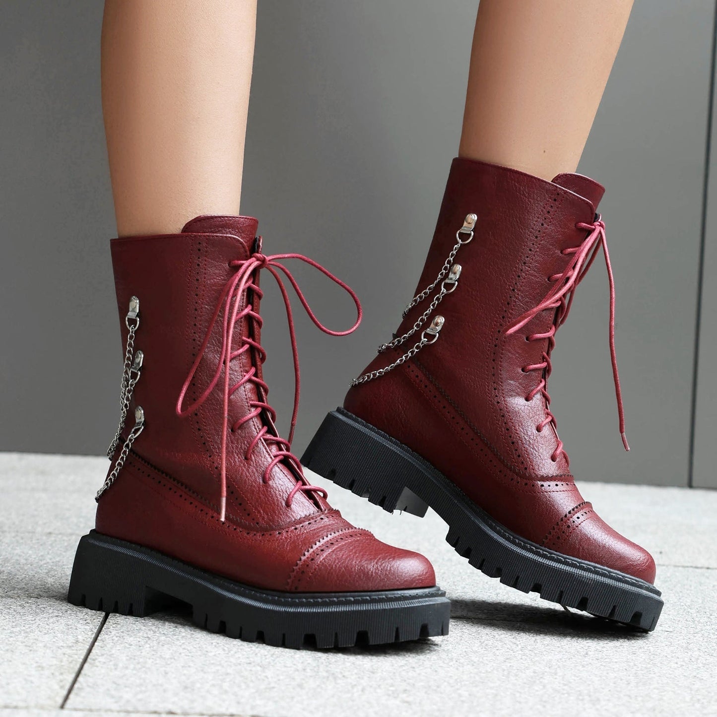 Women’s Chunky Heel Mid-Calf Dr. Style Boots Large Size Fall & Winter Boot