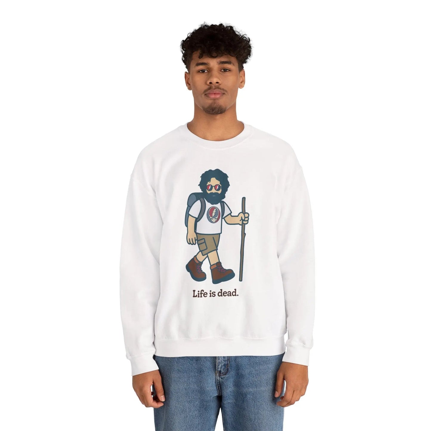 Life is dead. Crewneck Sweatshirt Unisex Heavy Blend Hikin' Jerry