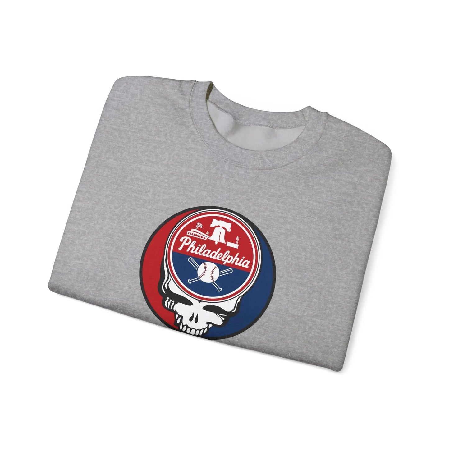 Grateful Dead Stealie Crewneck Sweatshirt Heavy Blend Philadelphia Baseball Edition MLB