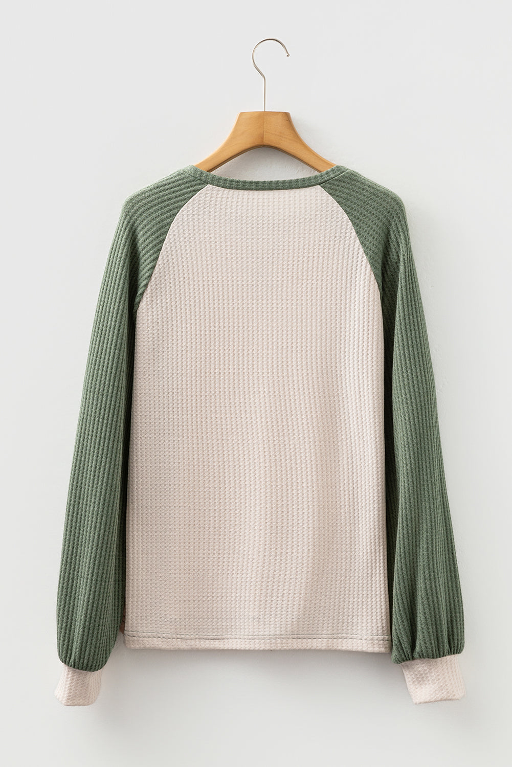 Waffle Color Block Raglan Sleeve Top Casual Wear
