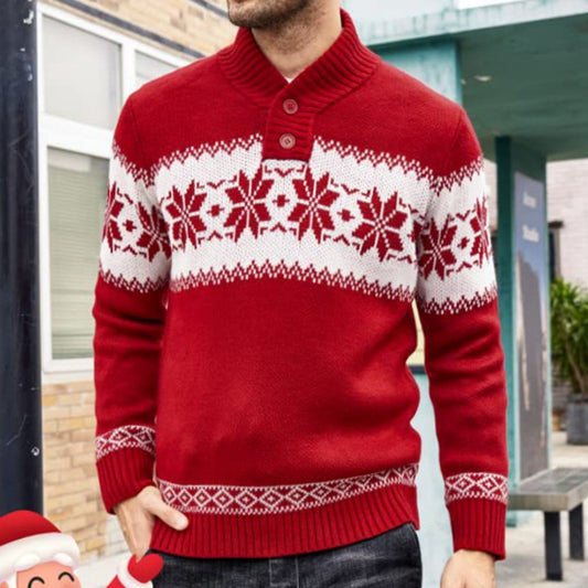 Long Sleeved Jacquard Christmas Sweater For Men