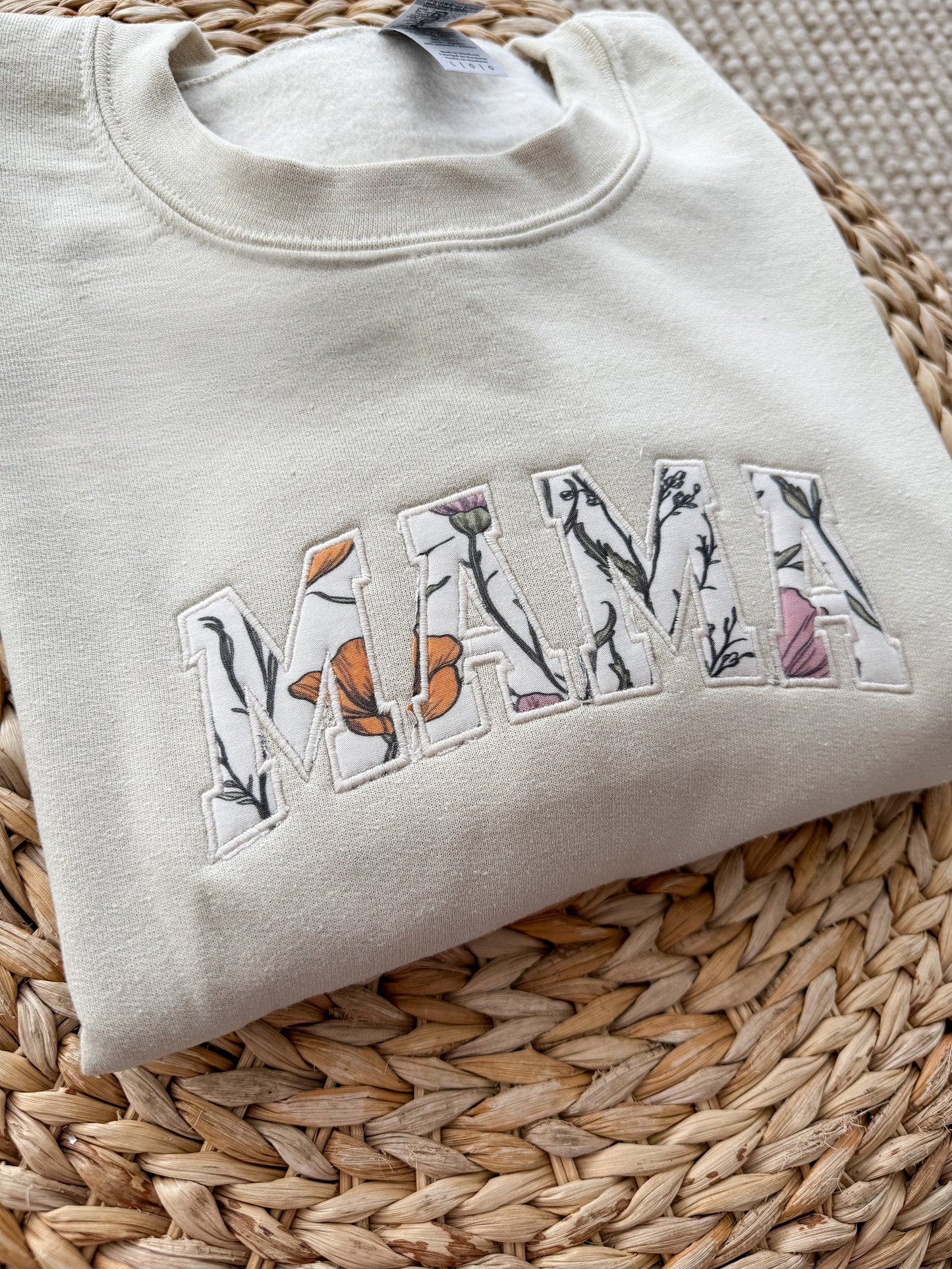 Wild Poppies Embroidered Mama Crewneck