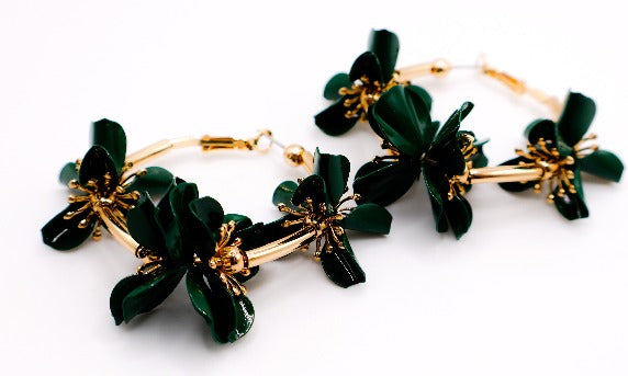 Gold Flower Hoop Earrings Floral Luxe Hoops