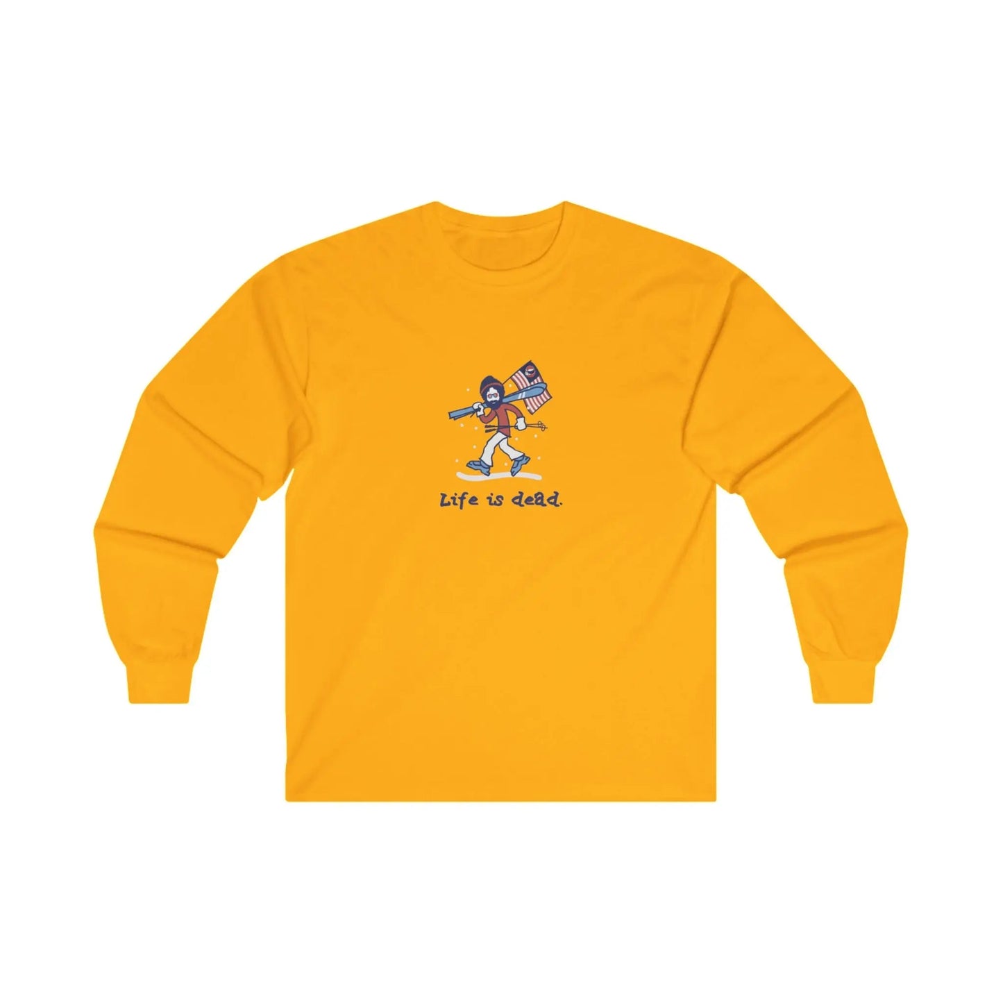 Grateful Dead Ultra-Cotton Long Sleeve Tee Life is dead Skier Jerry