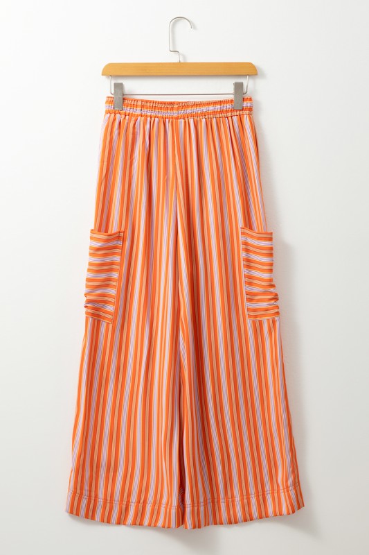 Striped Cropped Palazzo Pocketed Pants