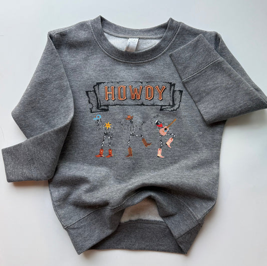 Youth Toddler Howdy Skeleton Crewneck Sweatshirt