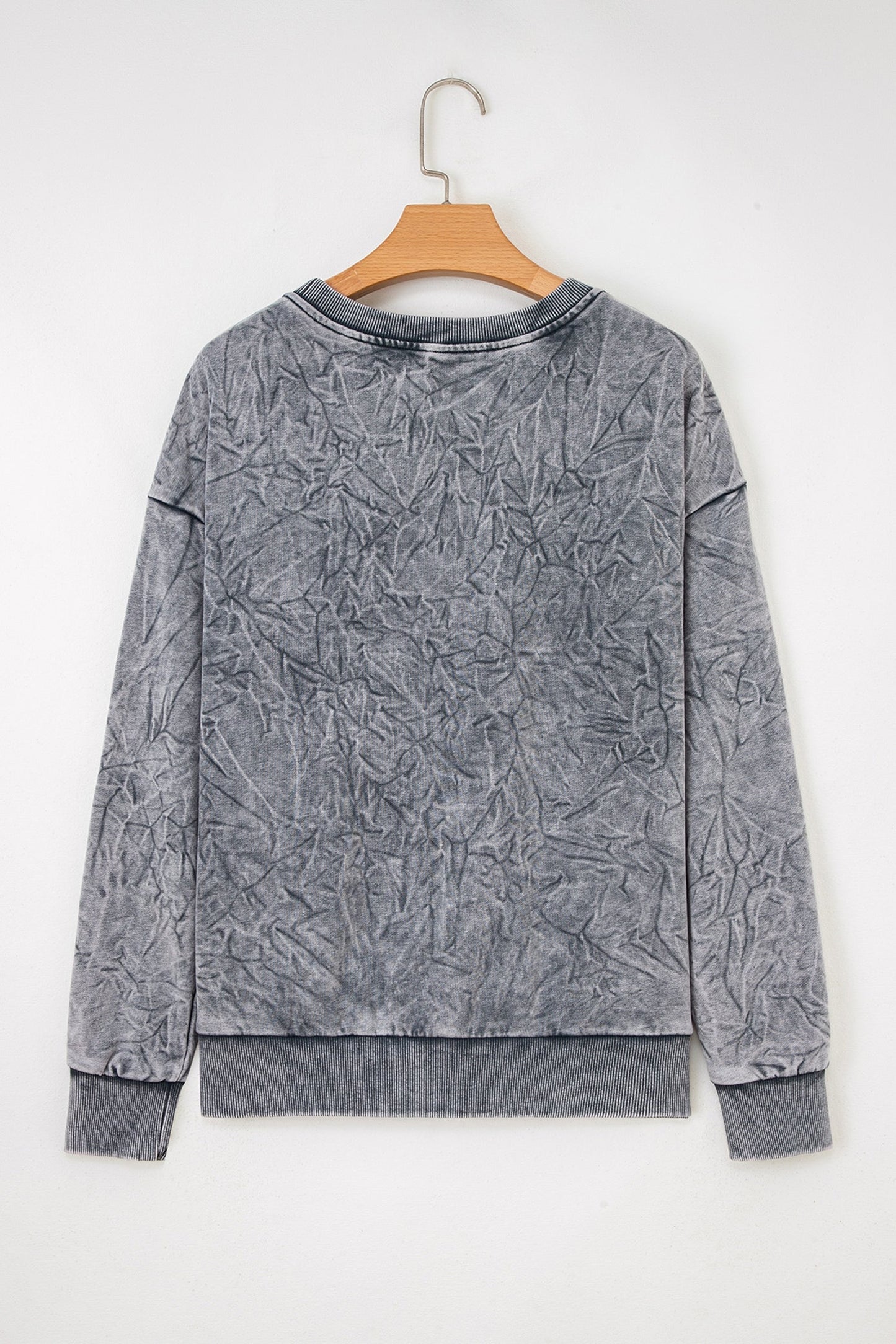 High-rise Mineral Wash Loose Sweatshirt Letter Embroidery