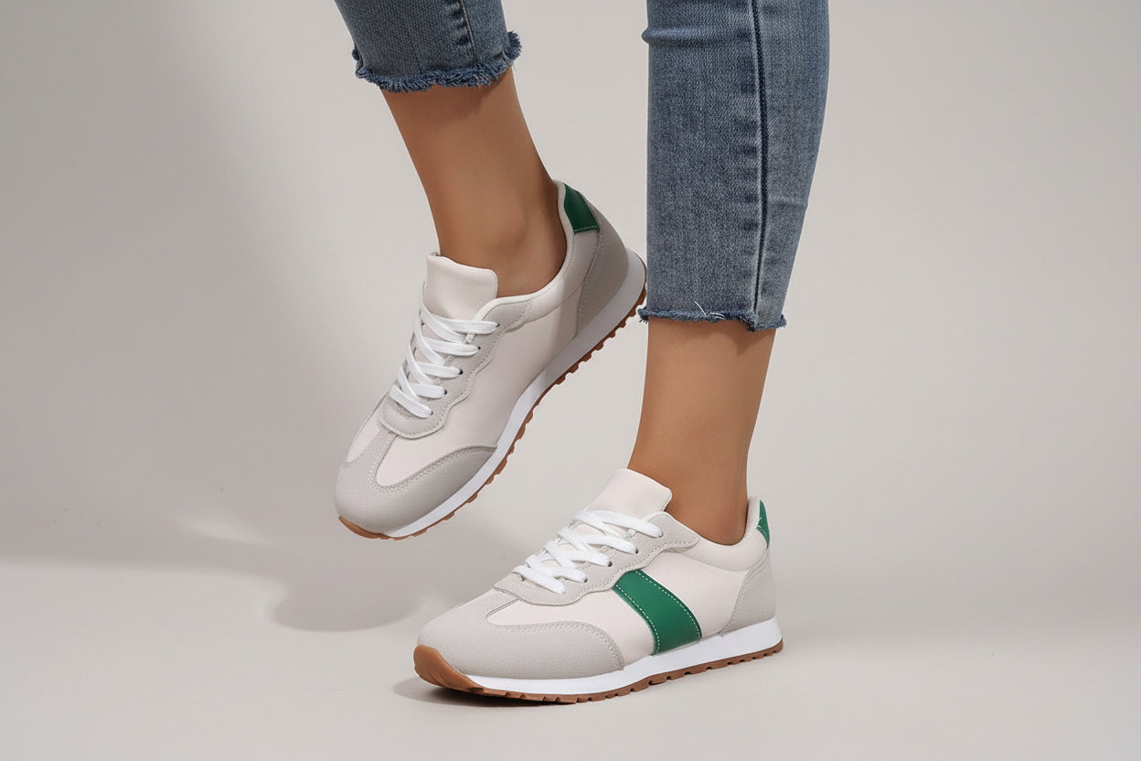 Women’s Round Toe Thick Sole Lace-Up Sneakers Casual Shoes
