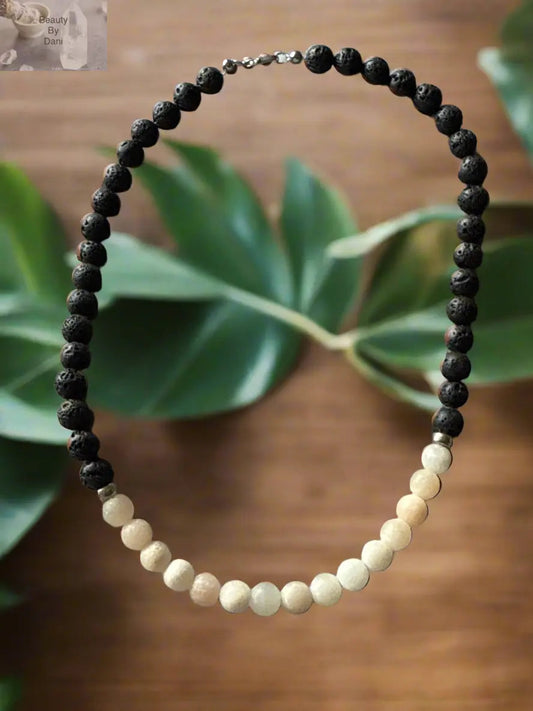 Lava & Pink Aventurine Beaded Necklace Jewelry