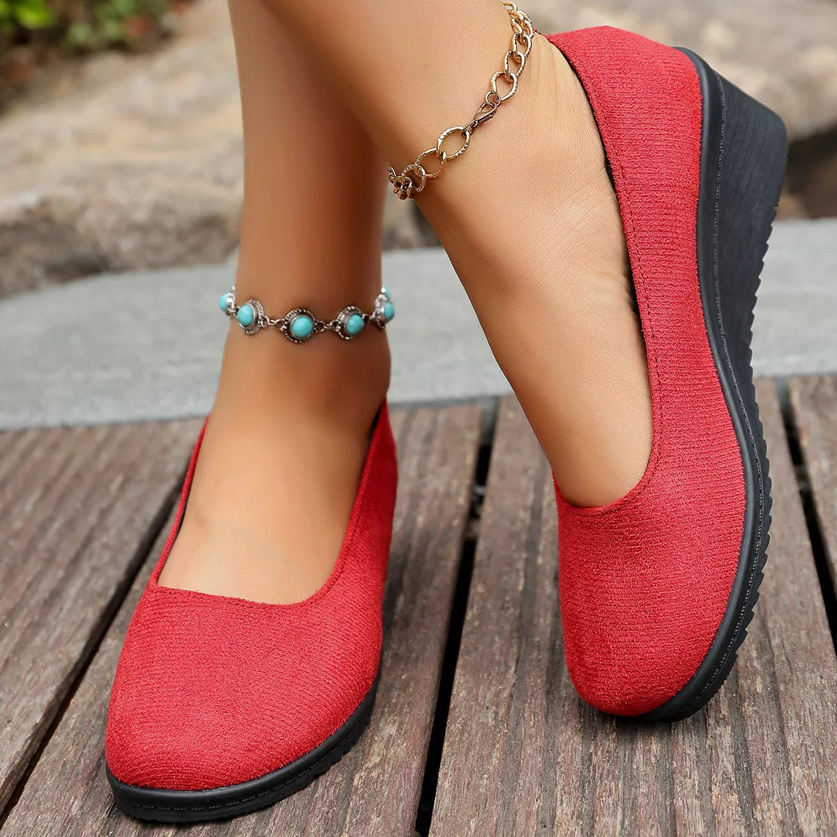 Wedge Heel Slip-On Loafers Wedge Heel Loafers
