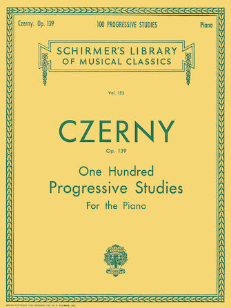 100 Progressive Studies without Octaves Op. 139 Piano Method Carl Czerny