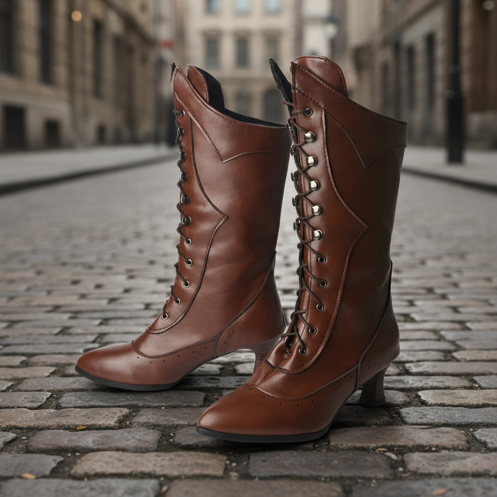 Lace-Up Wine-Cup Heel Large-Size Women’s Martin Boots